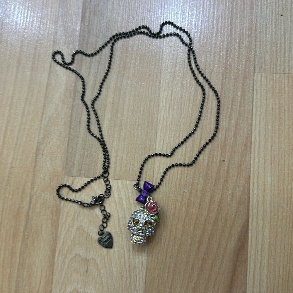 Betsey Johnson skull rhinestone necklace.